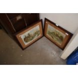 Pair of coloured prints, riverside scenes