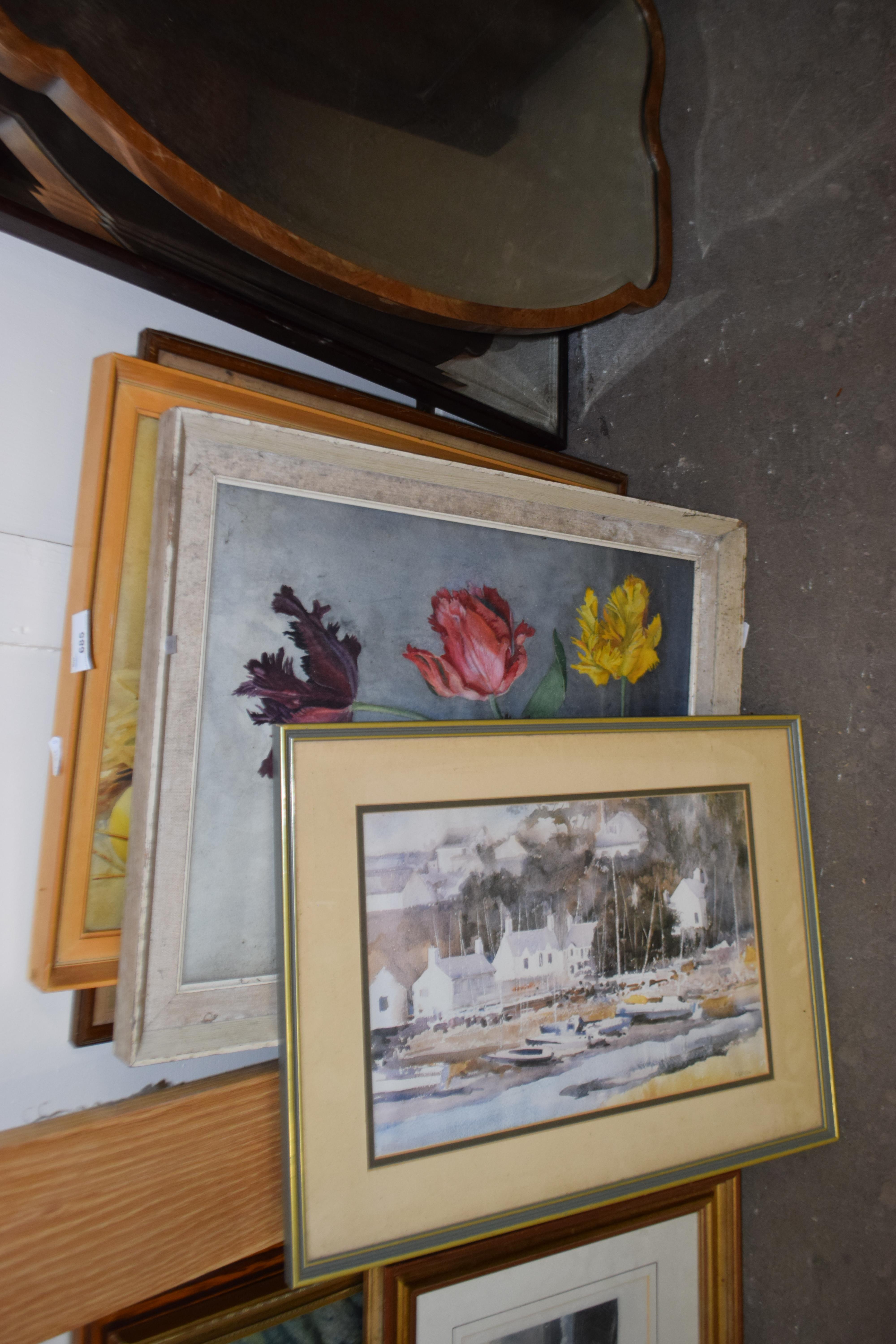 Watercolour of tulips, framed and glazed together with three other pictures - Image 4 of 4