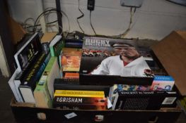 Box of assorted hardback reference and fiction books
