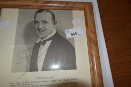 Stan Laurel framed photograph