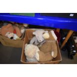 Box of assorted teddy bears