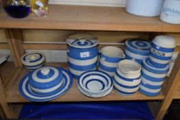 Quantity of blue and white Cornish ware style pottery