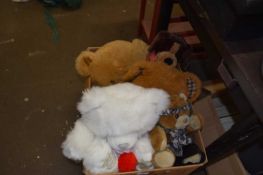 Box of assorted cuddly toys