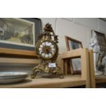 20th Century brass cased mantel clock set with a brass German movement