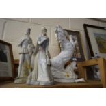 Mixed Lot: Two Lladro style figures and a further model horse (a/f)