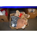 Box of assorted teddy bears