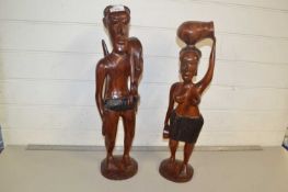Pair of 20th Century African hardwood figures