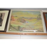 Richard Crossley, study of a valley scene, framed and glazed