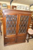 Old Charm style lead glazed bookcase cabinet, 97cm wide