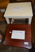 Small 20th Century occasional table together with a white painted stool (2)