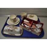 Mixed Lot: Queen Elizabeth coronation commemorative trio, various other ceramics, silver plated