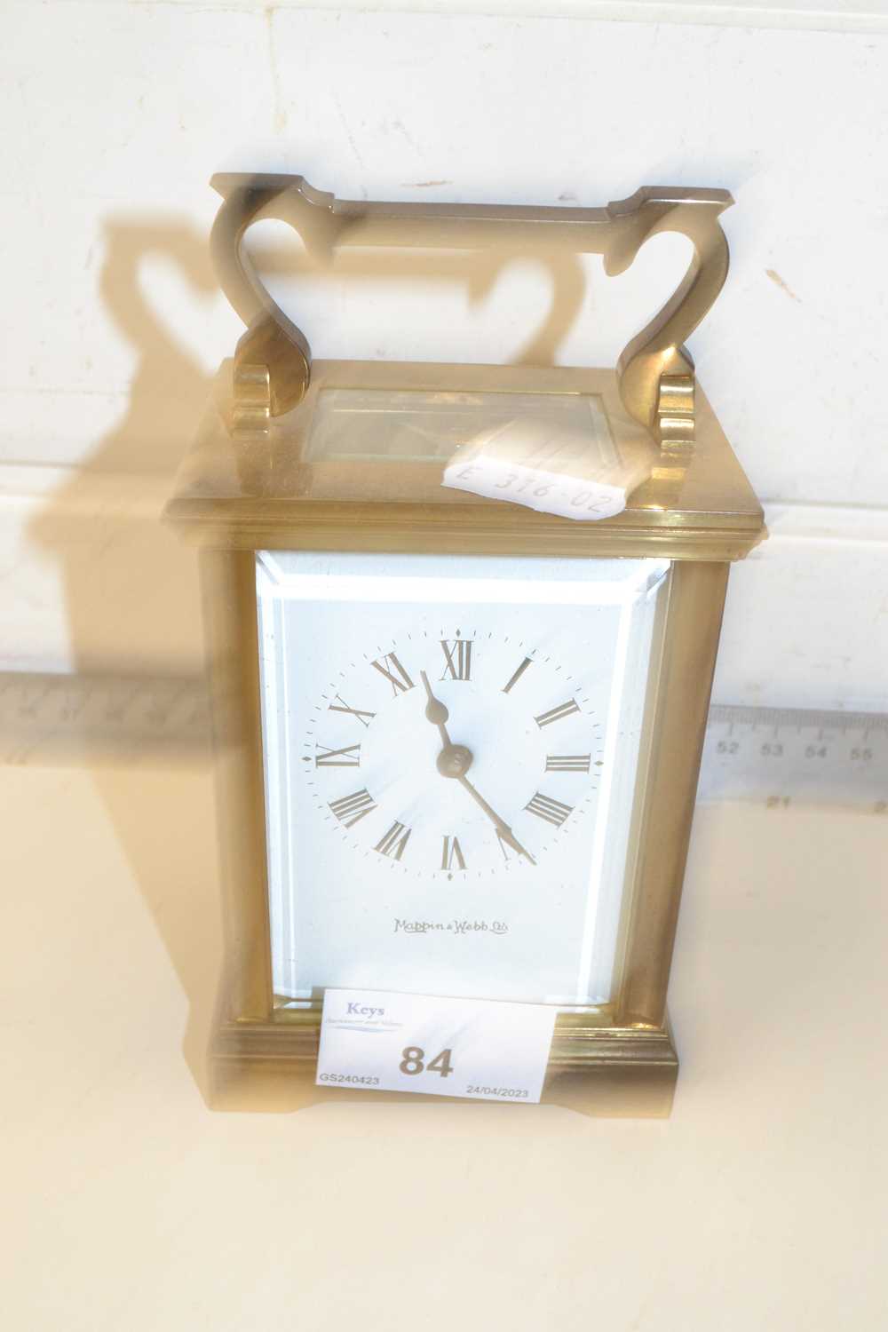 Small brass cased carriage clock by Mappin & Webb