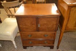 19th Century mahogany commode later adapted to a combination cupboard and chest of drawers