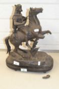 Spelter model of a figure on horseback (a/f)
