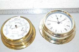 Modern wall mounted clock and similar barometer (2)