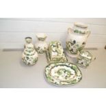 Quantity of Masons Chartreuse pattern table wares to include cheese dish, meat plates, vases, ginger