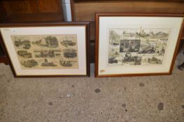 Two 19th Century coloured prints, A Cruise on the Norfolk Broads and A Family Cruise through Norfolk