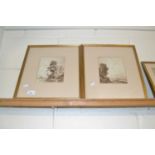 A pair of 19th Century monochrome watercolours, upland landscapes, unsigned, gilt framed