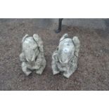 Pair of concrete garden elephant ornaments