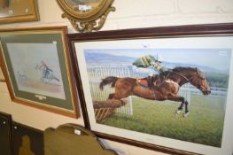 Horse Racing Interest - coloured print Istabraq champion hurdler together with further coloured