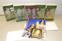 Royal Doulton group of five various owl and birds of prey novelty decanters produced for Whyte &