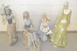 Two Royal Doulton reflections figurines together with two Lladro style figurines (4)