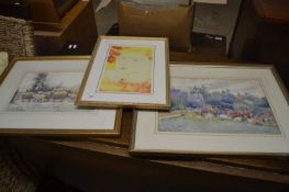 Mixed Lot: A Sutton watercolour study , cottage garden scene together with two further framed prints