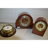 Mixed Lot: Two dome topped mantel clocks and a contemporary barometer