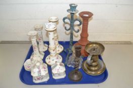 Mixed Lot: Various dressing table candlesticks, trinket boxes and other items