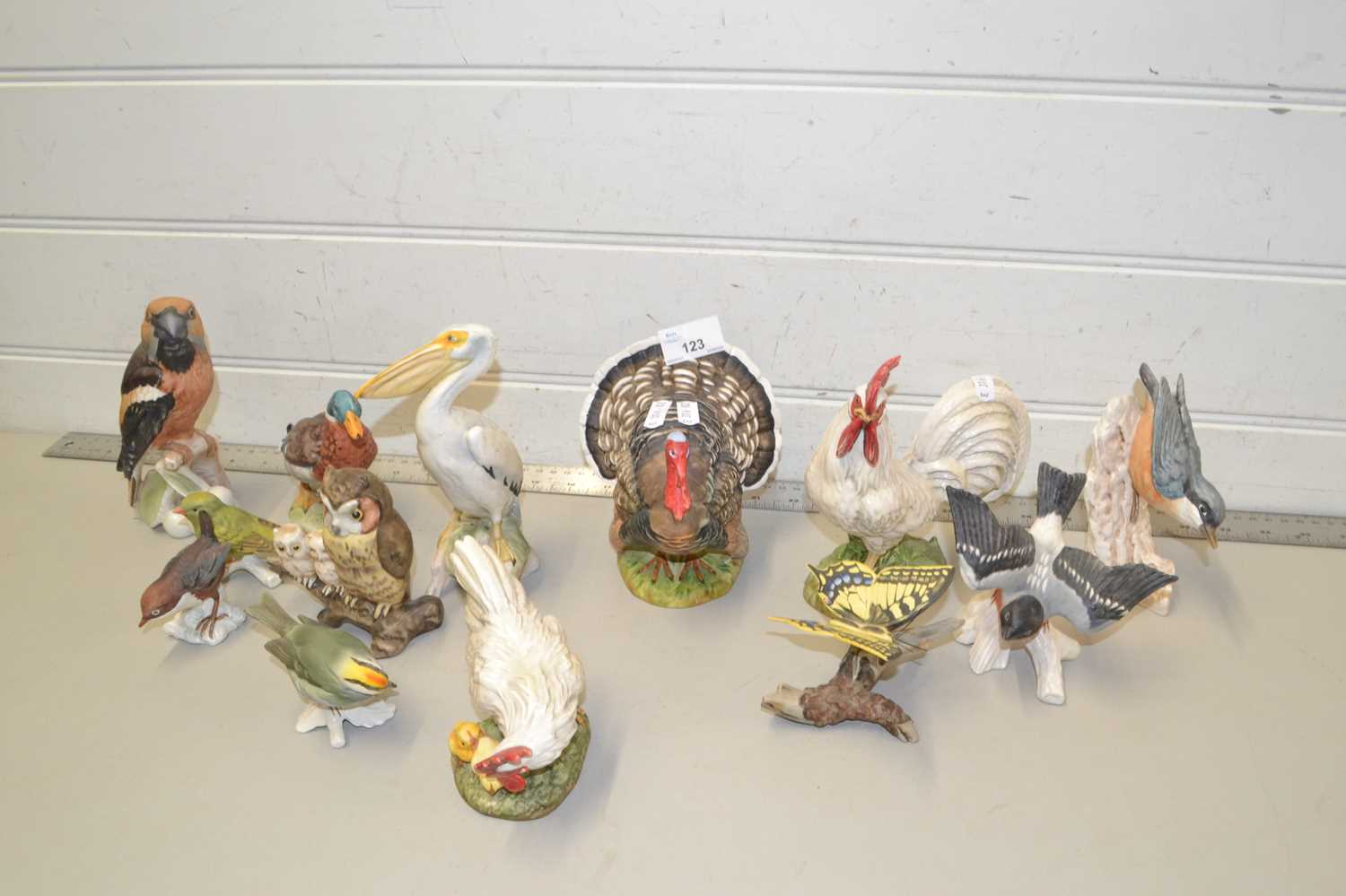 Mixed Lot: Geobel bird ornaments to include Turkey, Cockerel, Duck, Pelican and others (13)