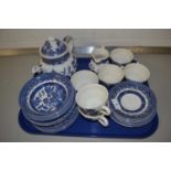 Quantity of Churchill & Broadhurst Willow Pattern tea and table wares