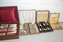 Mixed Lot: Cased cutlery to include mother of pearl handled dessert cutlery