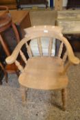 20th Century beech wood bow back captains chair
