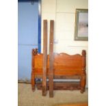 Late 19th Century hardwood bed frame with turned posts, 137cm wide