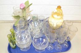 Tray of various assorted drinking glasses and other items