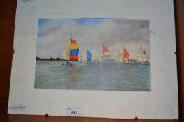 Eileen Mitchell Kingstone, study of a yachting scene, mounted but not framed