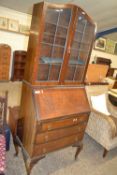 Early 20th Century walnut veneered bureau bookcase cabinet