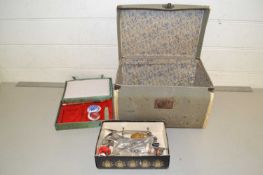 Mixed Lot: A small case, box of various assorted cutlery and other items and a modern Chinese seal