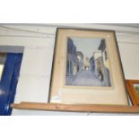 Julian Pannett, study of a street scene, framed and glazed