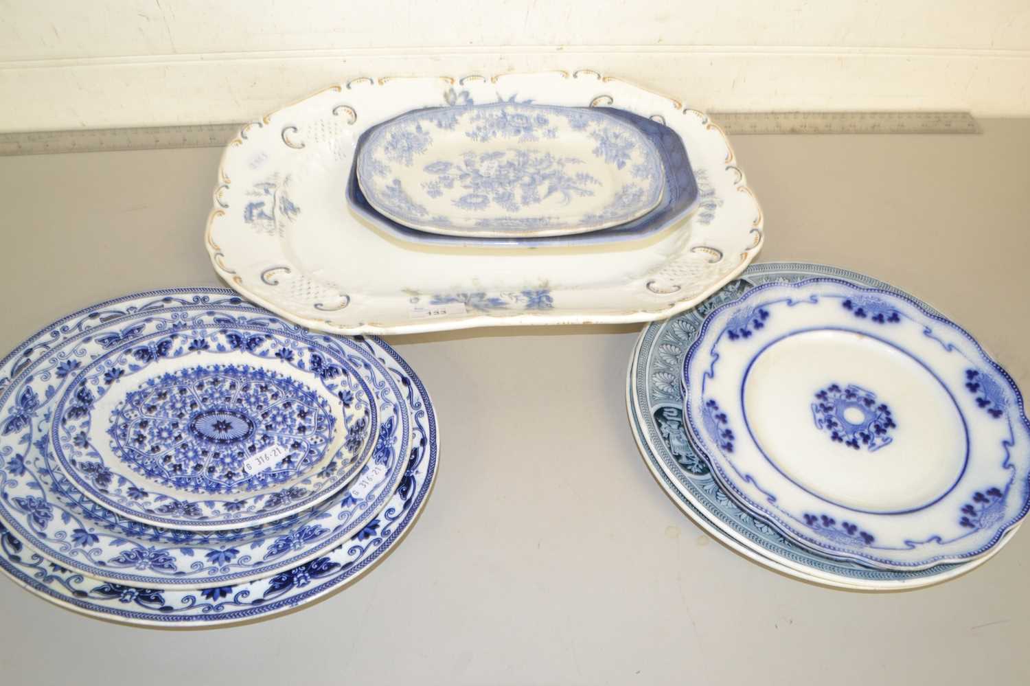 Various ceramics to include meat plates, various decorated dinner plates etc