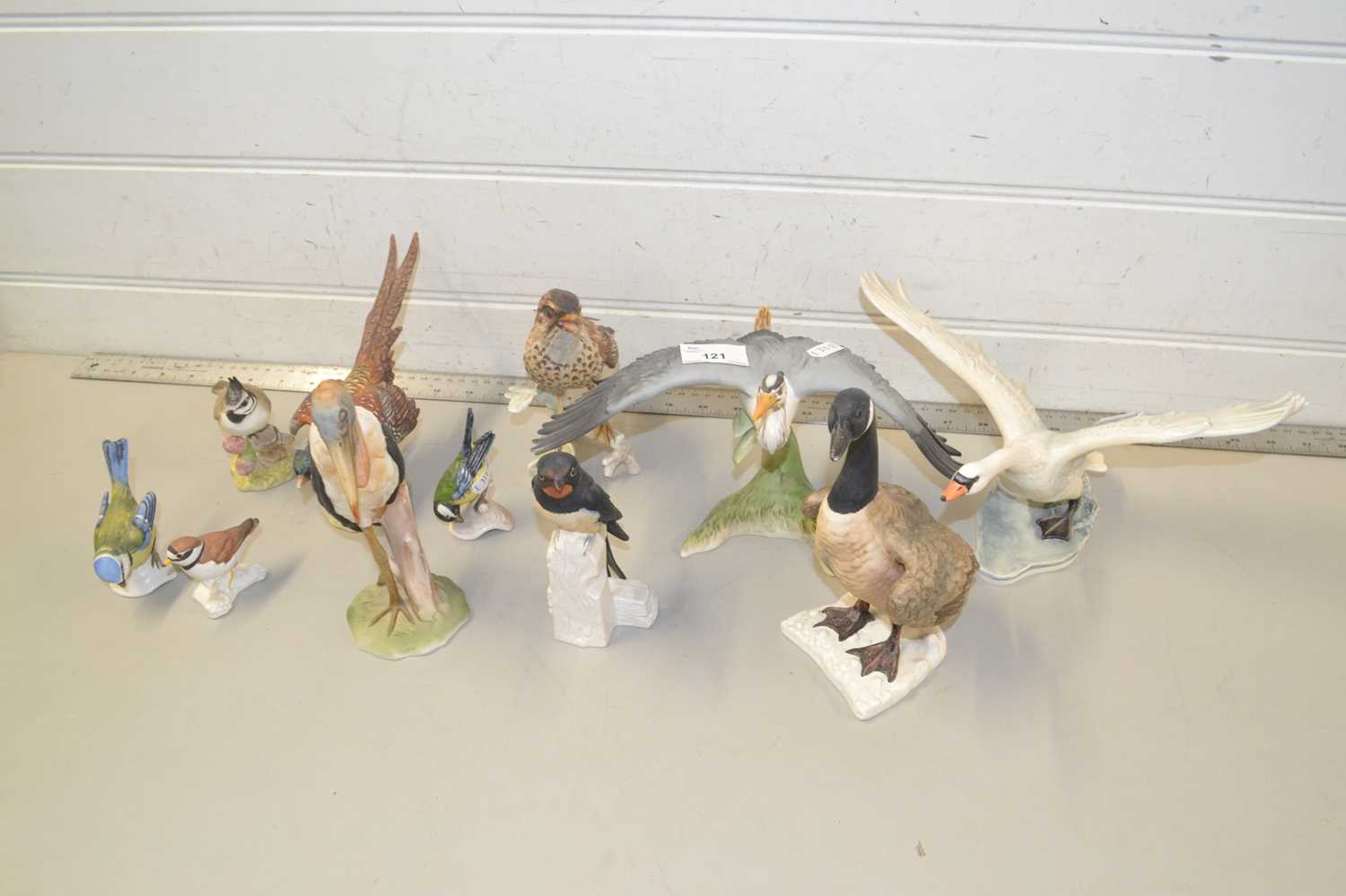 Collection of Geobel model birds to include Heron, Swan, Canada Goose, Pheasant and others (11)