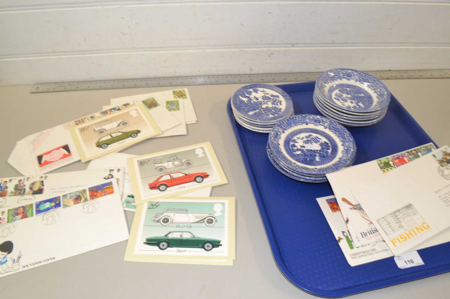 Mixed Lot: Willow pattern table wares and a quantity of first day covers