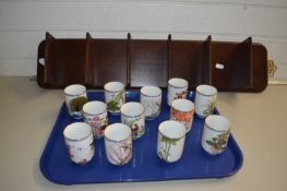 Collection of Franklin porcelain, Japanese small vases or cups together with accompanying shelf