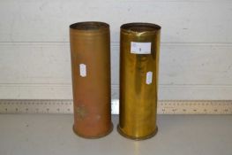 Pair of brass shell cases, 23cm high