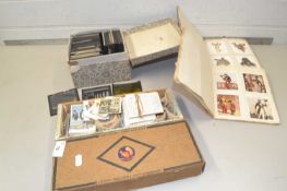 Mixed Lot: Magic lantern slides, albums various cigarette cards, box of various loose cigarette