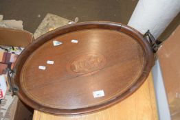 Edwardian oval mahogany serving tray, 57cm wide