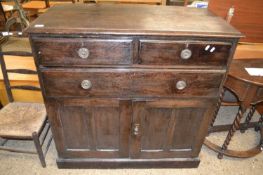Early 20th Century oak three drawer two door cabinet, 105cm wide