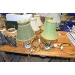 Group of six various small table lamps