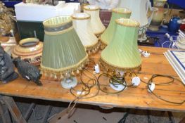Group of six various small table lamps