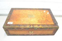 19th Century brass mounted writing box requiring some repair, 41cm wide